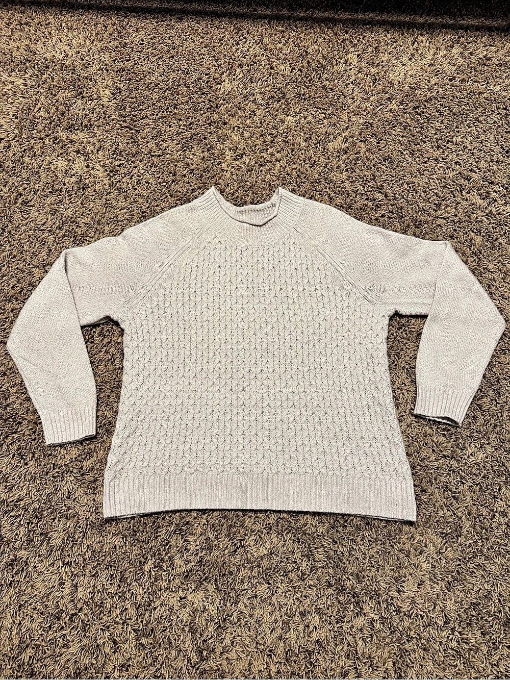 Croft & Barrow Cable Knit Crewneck Sweater Gray Size Medium
